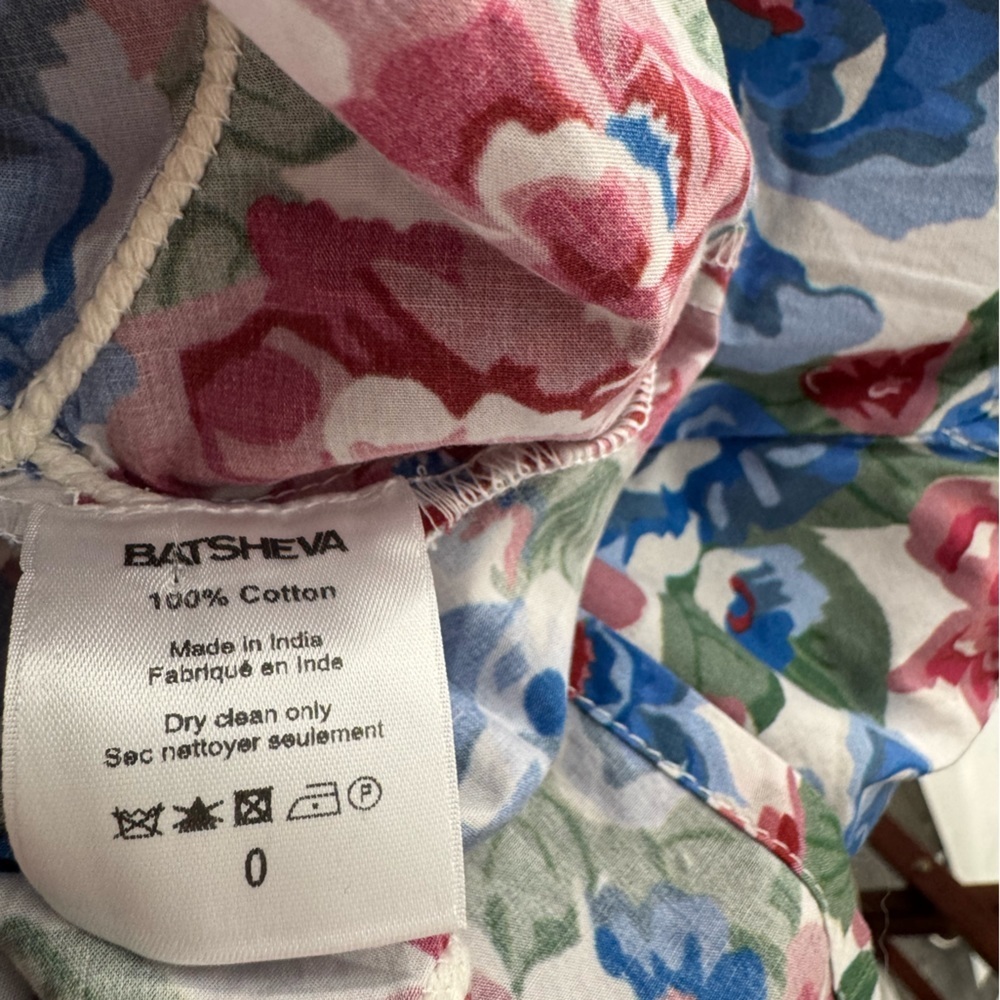 Batsheva Floral Print Cotton Poplin Embroidered Maxi Dress Cottagecore Boho NEW - Picture 13 of 16